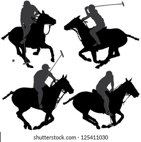 Polo Player Silhouette on white background