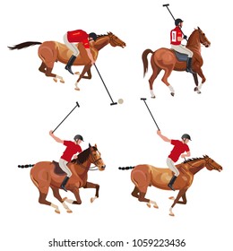 Polo players set . Vector illustration isolated on white background