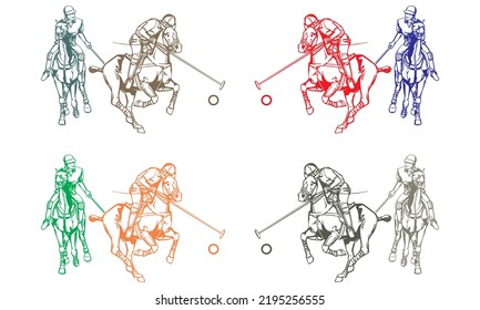 Polo Players Vector illustration. Horses Polo Players
