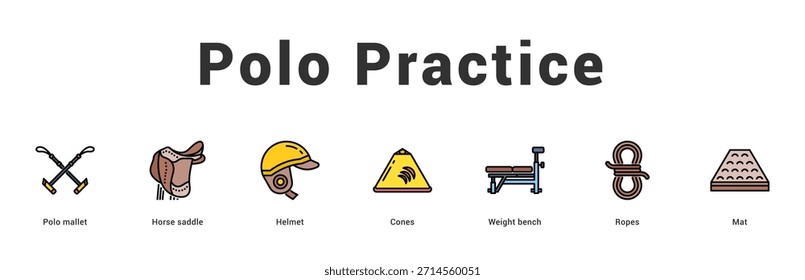Polo Practice Modern and clean web banner illustration featuring thematic icons for visual communication