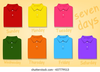 polo shirt 7 days colorful vector