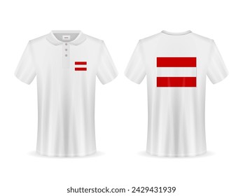 Polo shirt with Austria flag on a white background. Vector illustration.