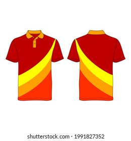 Polo Shirt, Color is Red with Yellow, Orange Line, New Style, Commercial Use