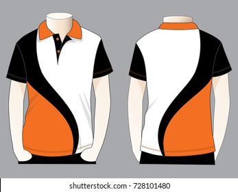 Polo Shirt Design Vector Whiteorangeblack Colorsfront Stock Vector ...