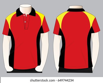 red blue yellow polo shirt