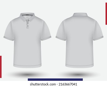 Polo Shirt Design Template and Mockup. Polo Shirt Technical Fashion Illustration. Polo Shirt Front and Back Vector File