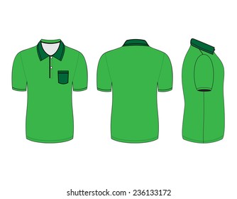 polo shirt design templates (front, back and side views). Vector illustration