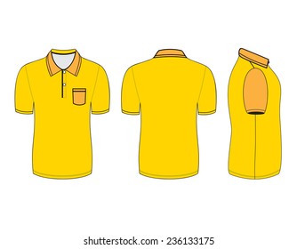 polo shirt design templates (front, back and side views). Vector illustration