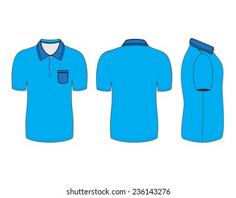 polo shirt design templates (front, back and side views). Vector illustration