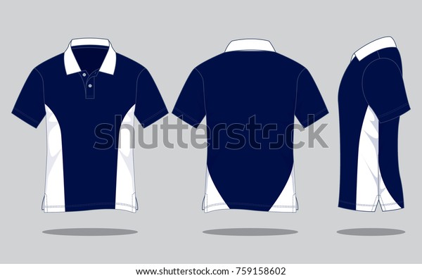 Polo Shirt Design Vector Navywhite Colorsfront Stock Vector (Royalty ...