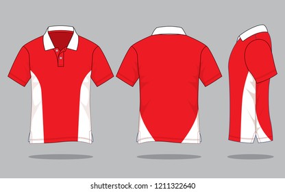 Polo Shirt Design Vector (Red/White)