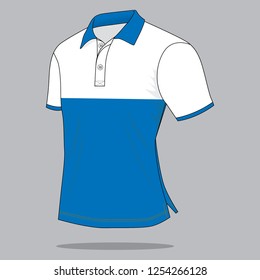 Polo Shirt Design Vector : White / Blue