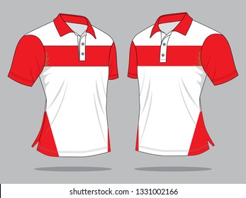 Polo Shirt Design Vector 
: White / Red