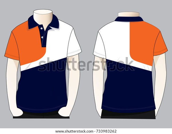 Polo Shirt Design Vector Whiteorangenavy Colorsfront Stock Vector ...