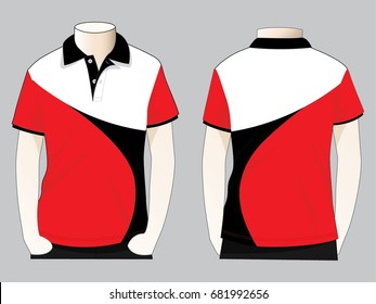 Polo Shirt Design Vector Whiteredblack Colorsfront Stock Vector ...