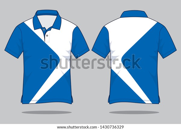 Polo Shirt Design White Blue Front Stock Vector Royalty Free