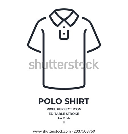 Polo shirt editable stroke outline icon isolated on white background flat vector illustration. Pixel perfect. 64 x 64.
