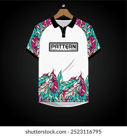 POLO SHIRT FEATHERS PATTERN FULLCOLORS