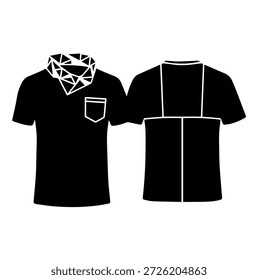 Camisa Polo com padrão de coleira geométrica e design de bolso de peito moda técnica plana esboço silhueta vetor ilustração para estilo casual