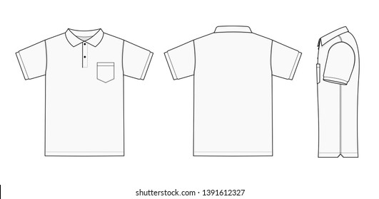 Polo shirt (golf shirt) template illustration ( front/ back/ side ) / white