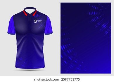 The polo shirt has a cool and modern design, using a dark purple color tone as the main color, with a red border that helps the shirt stand out. The pattern on the shirt is soft and dimensional.