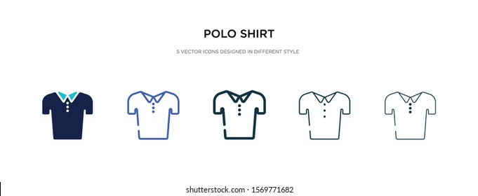polo shirt icon in different style vector illustration. two colored and black polo shirt vector icons designed in filled, outline, line and stroke style can be used for web, mobile, ui