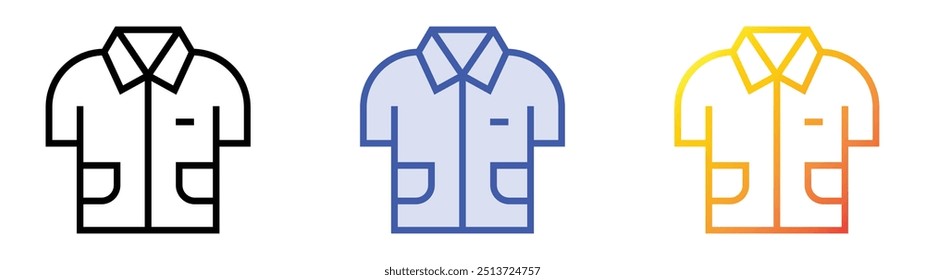 polo shirt icon. Linear, Blue Fill and Gradient Style Design Isolated On White Background