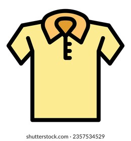 Polo shirt icon outline vector. Top template. Short fashion color flat