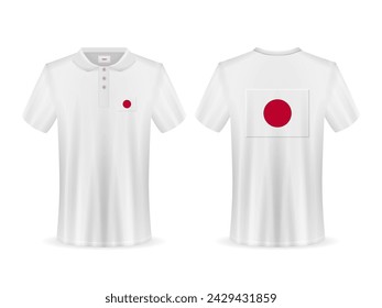 Polo shirt with Japan flag on a white background. Vector illustration.