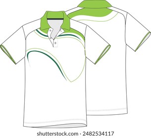 Polo Shirt Jersey Design Template Unisex Short Sleeve Sports CAD with Front and Back Views