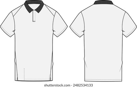 Polo Shirt Jersey Design Template Unisex Short Sleeve Sports CAD with Front and Back Views