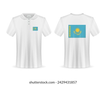 Polo shirt with Kazakhstan flag on a white background. Vector illustration.