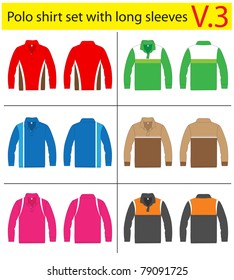 Polo Shirt with long sleeves. vector lined template design