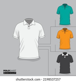 Polo shirt mockup design with white green yellow and black in front view design