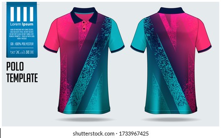 Polo shirt mockup template design for soccer jersey, football kit, sportswear. Sport uniform in front view, back view. T-shirt mock up for sport club. Fabric pattern. Shirt Mockup Vector Illustration.