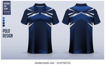 Polo shirt mockup template design for soccer jersey, football kit, golf, tennis, sportswear. Sport uniform in front and back view. T-shirt mockup with fabric pattern. Shirt Mockup Vector Illustration