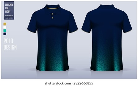 Polo shirt mockup template design for soccer jersey, football kit or sportswear. Sport uniform in front view and back view. T-shirt mockup for sport club. Fabric pattern. Vector Illustration.