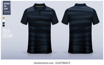 Polo shirt mockup template design for soccer jersey, football kit or sportswear. Sport uniform in front view and back view. T-shirt mockup for sport club. Fabric pattern. Vector Illustration.