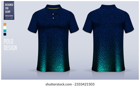 Polo shirt mockup template design for soccer jersey, football kit or sportswear. Sport uniform in front view and back view. T-shirt mockup for sport club. Fabric pattern. Vector Illustration.