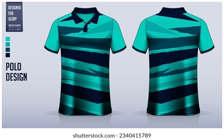 Polo shirt mockup template design for soccer jersey, football kit or sportswear. Sport uniform in front view and back view. T-shirt mockup for sport club. Fabric pattern. Vector Illustration.