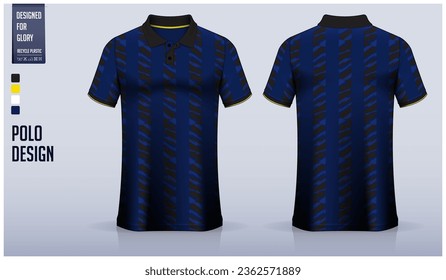 Polo shirt mockup template design for soccer jersey, football kit or sportswear. Sport uniform in front view and back view. T-shirt mockup for sport club. Fabric pattern. Vector Illustration.