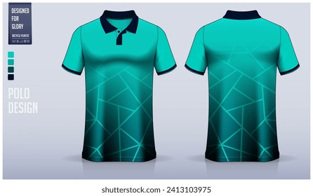 Polo shirt mockup template design for soccer jersey, football kit or sportswear. Sport uniform in front view and back view. T-shirt mockup for sport club. Fabric pattern. Vector Illustration.