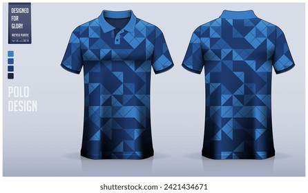 Polo shirt mockup template design for soccer jersey, football kit or sportswear. Sport uniform in front view and back view. T-shirt mockup for sport club. Fabric pattern. Vector Illustration.