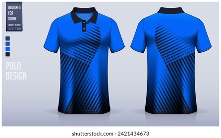 Polo shirt mockup template design for soccer jersey, football kit or sportswear. Sport uniform in front view and back view. T-shirt mockup for sport club. Fabric pattern. Vector Illustration.