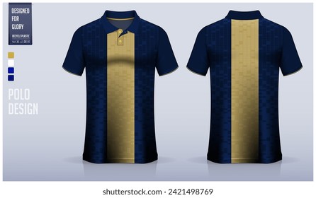 Polo shirt mockup template design for soccer jersey, football kit or sportswear. Sport uniform in front view and back view. T-shirt mockup for sport club. Fabric pattern. Vector Illustration.