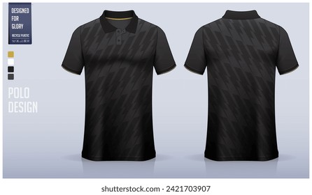 Polo shirt mockup template design for soccer jersey, football kit or sportswear. Sport uniform in front view and back view. T-shirt mockup for sport club. Fabric pattern. Vector Illustration.