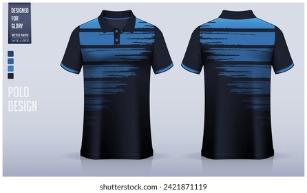 Polo shirt mockup template design for soccer jersey, football kit or sportswear. Sport uniform in front view and back view. T-shirt mockup for sport club. Fabric pattern. Vector Illustration.