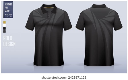 Polo Shirt Mock up Template Design für Fußball Jersey, Football Kit oder Sportbekleidung. Sport-Uniform in der vorderen und hinteren Ansicht. T-Shirt rühmen sich für den Sportclub. Stoffmuster. Vektorgrafik.