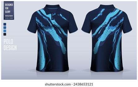 Polo shirt mockup template design for soccer jersey, football kit or sportswear. Sport uniform in front view and back view. T-shirt mockup for sport club. Fabric pattern. Vector Illustration.