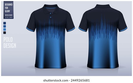 Poloshirt Mockup Vorlage Design für Fußballtrikot, Fußballkit oder Sportbekleidung. Sportuniform in Vorder- und Rückansicht. T-Shirt Mockup für den Sportverein. Stoffmuster. Vektorillustration.